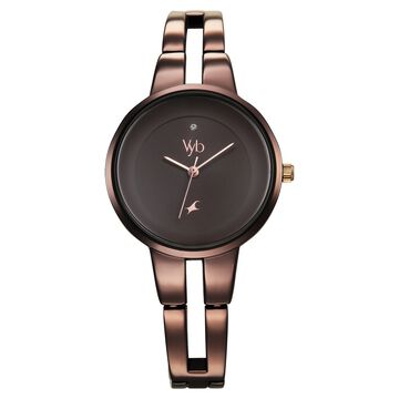 Fastrack Vyb Halo Quartz Analog Brown Dial Metal Strap Watch for Girls