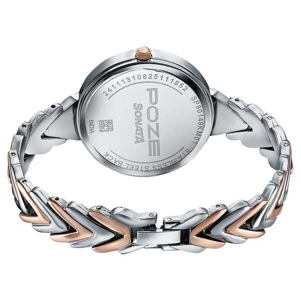 Poze By Sonata Quartz Analog Mother of Pearl Dial Two Toned Metal Strap Watch For Women - image number 6