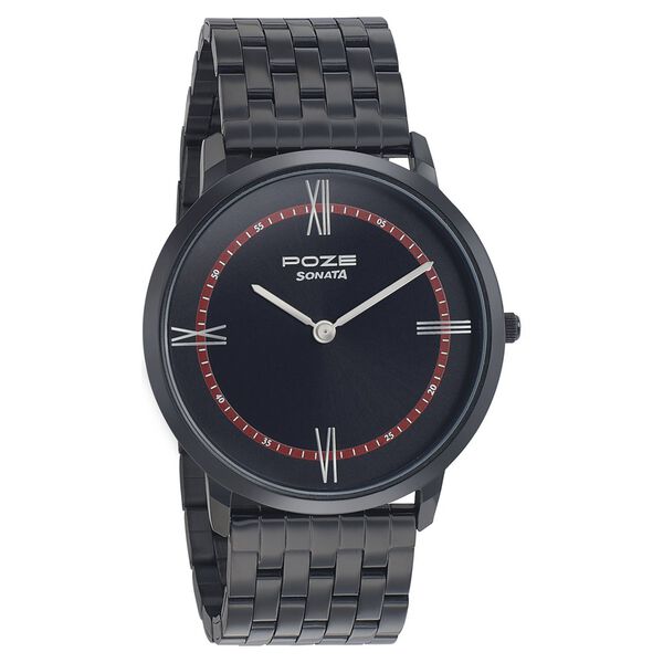 Sonata Poze Quartz Analog Black dial Metal Strap Watch for Men - image number 0