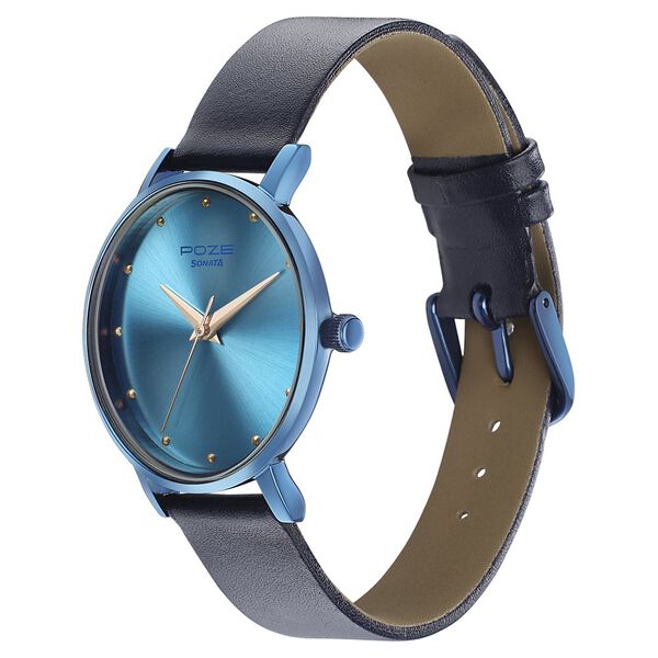 Sonata Poze Quartz Analog Blue dial Leather Strap Watch for Women - image number 2