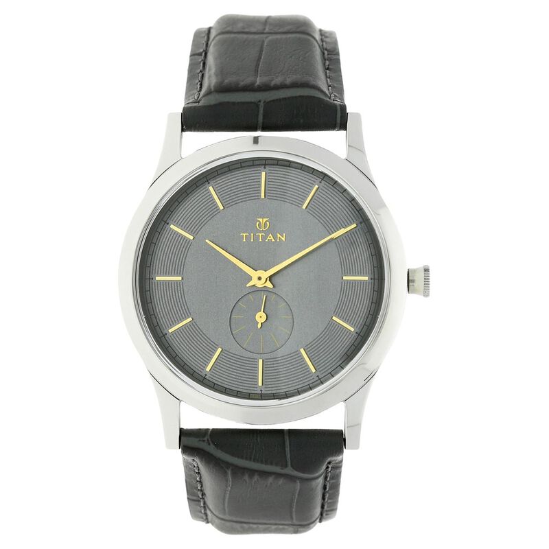 Buy Online Titan Quartz Analog Grey Dial Leather Strap Watch for Men ...