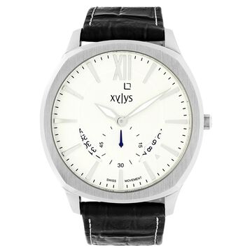 Xylys Quartz Analog with Date Off White Dial Leather Strap Watch for Men