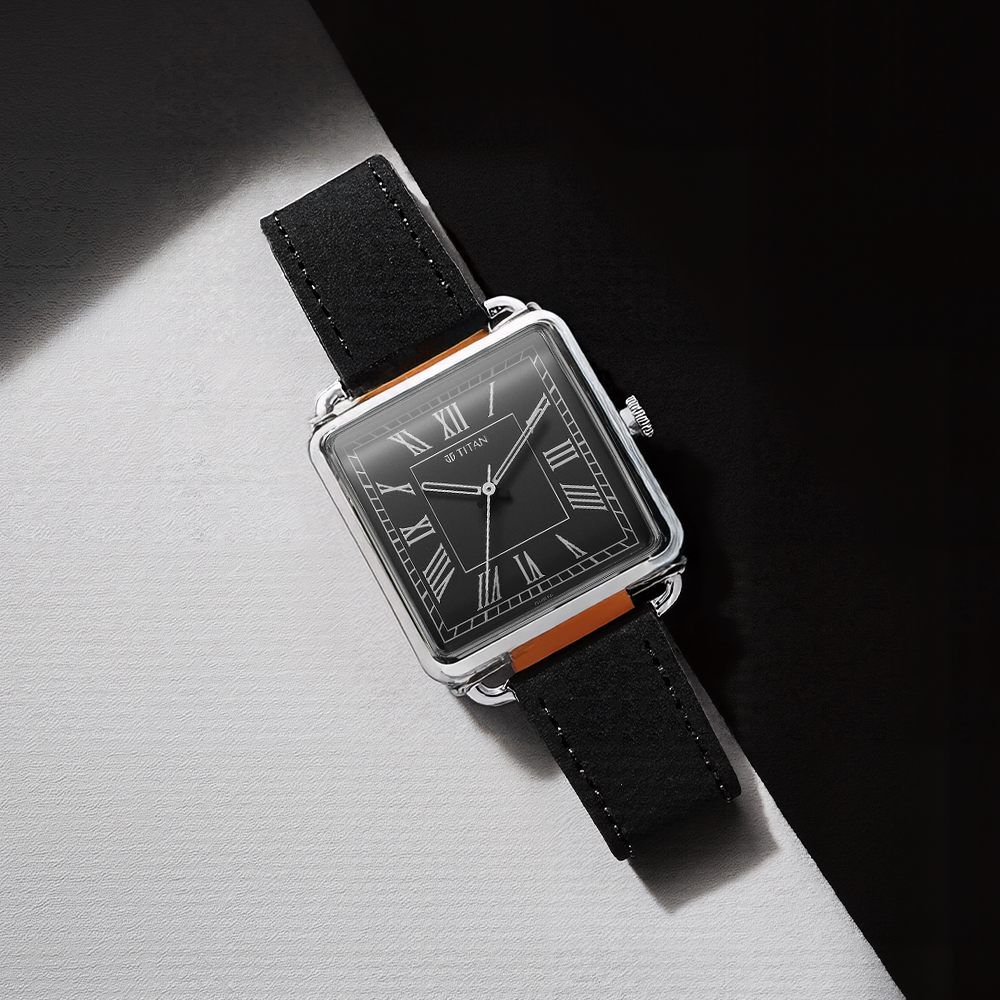 【tae】 Buy Online Titan Retro Revive Quartz Analog Black Dial Leather