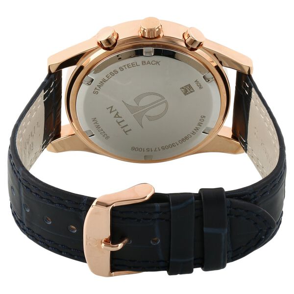 Titan Quartz Chronograph Blue Dial Leather Strap Watch for Men - image number 3