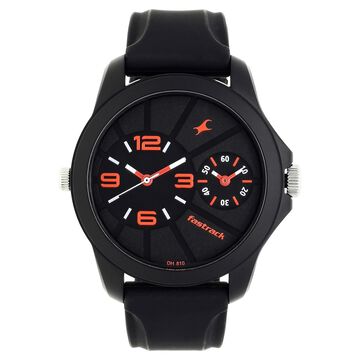 Fastrack Quartz Analog Black Dial Silicone Strap Watch for Guys
