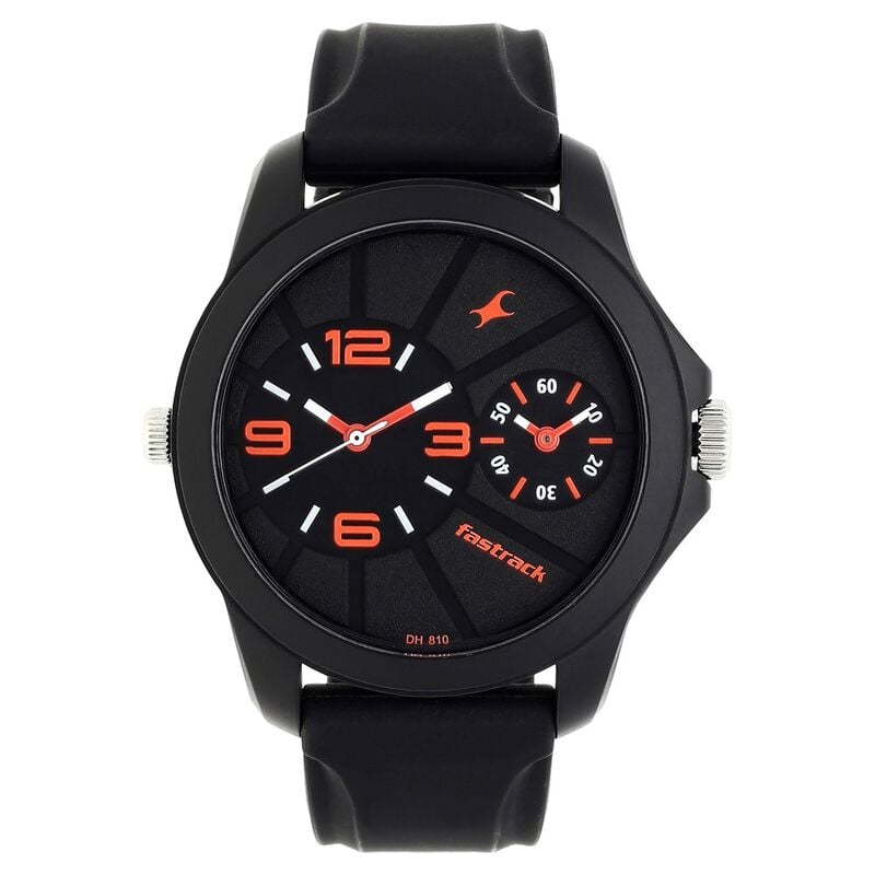 Fastrack Quartz Analog Black Dial Silicone Strap Watch for Guys - image number 0