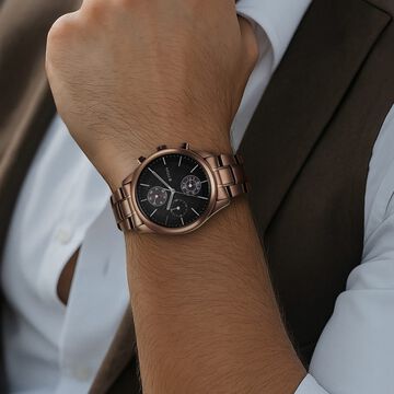 Titan Neo Splash Quartz Multifunction Black Dial Stainless Steel Strap Watch for Men