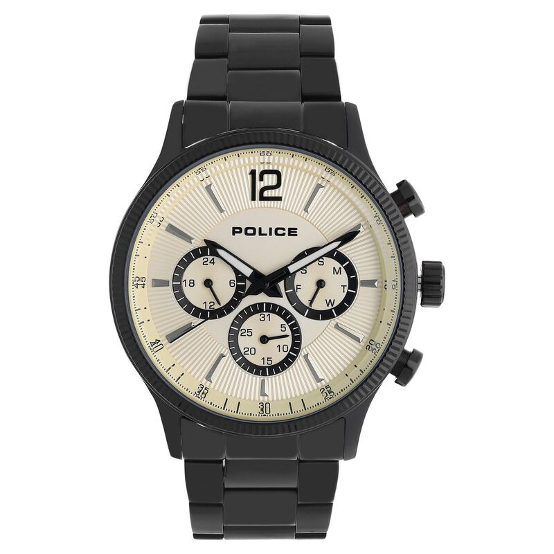 Police Quartz Multifunction Beige Dial Stainless Steel Strap Watch for Men