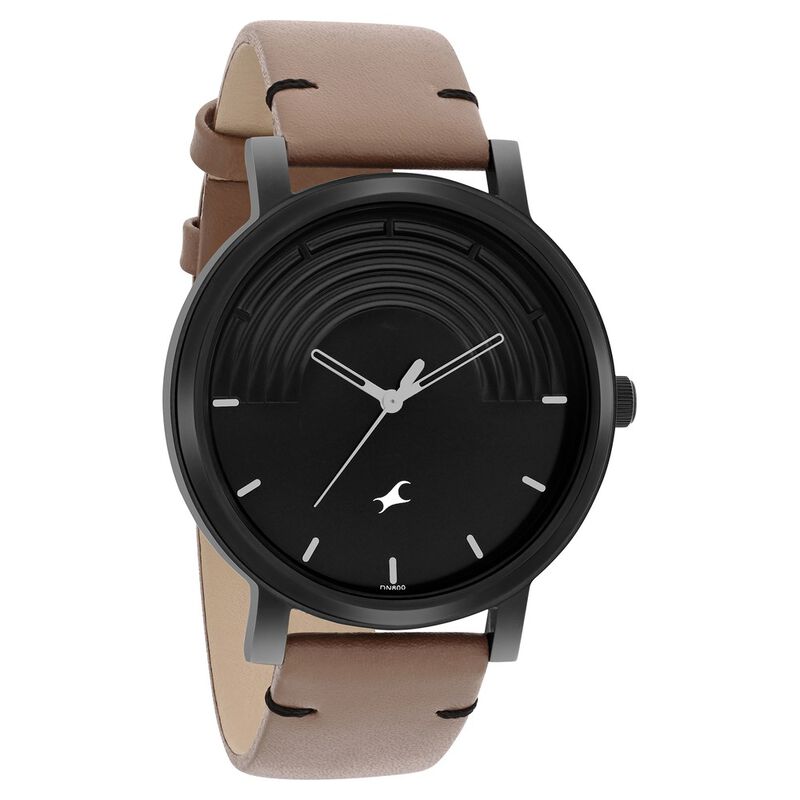Fastrack Crush Quartz Analog Black Dial Leather Strap Watch for Guys - image number 1