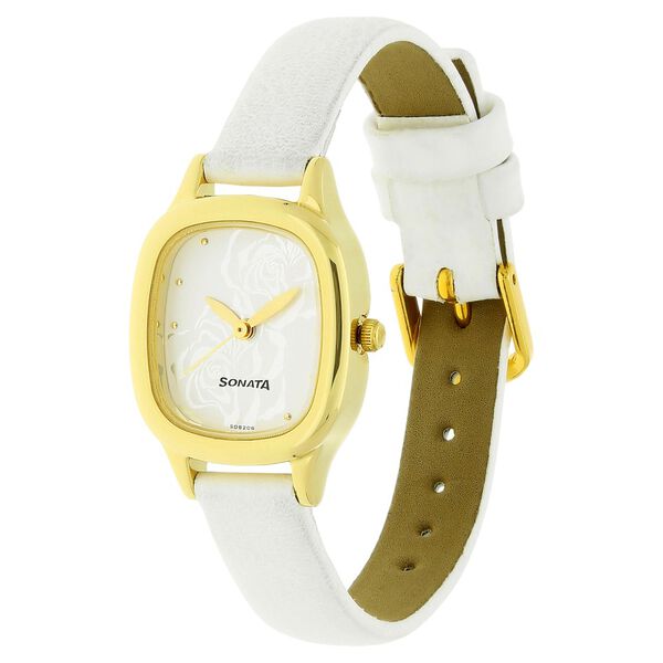 Sonata Quartz Analog White Dial Leather Strap Watch for Women - image number 1