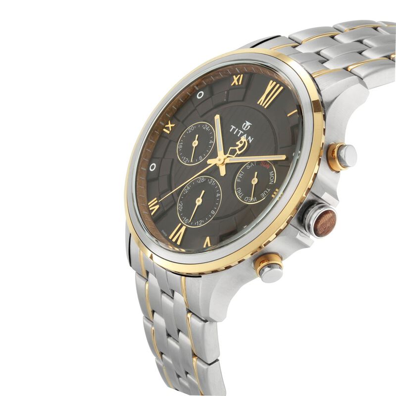 Titan Grandmaster Brown Dial Quartz Multifunction Metal Strap watch for Men - image number 2