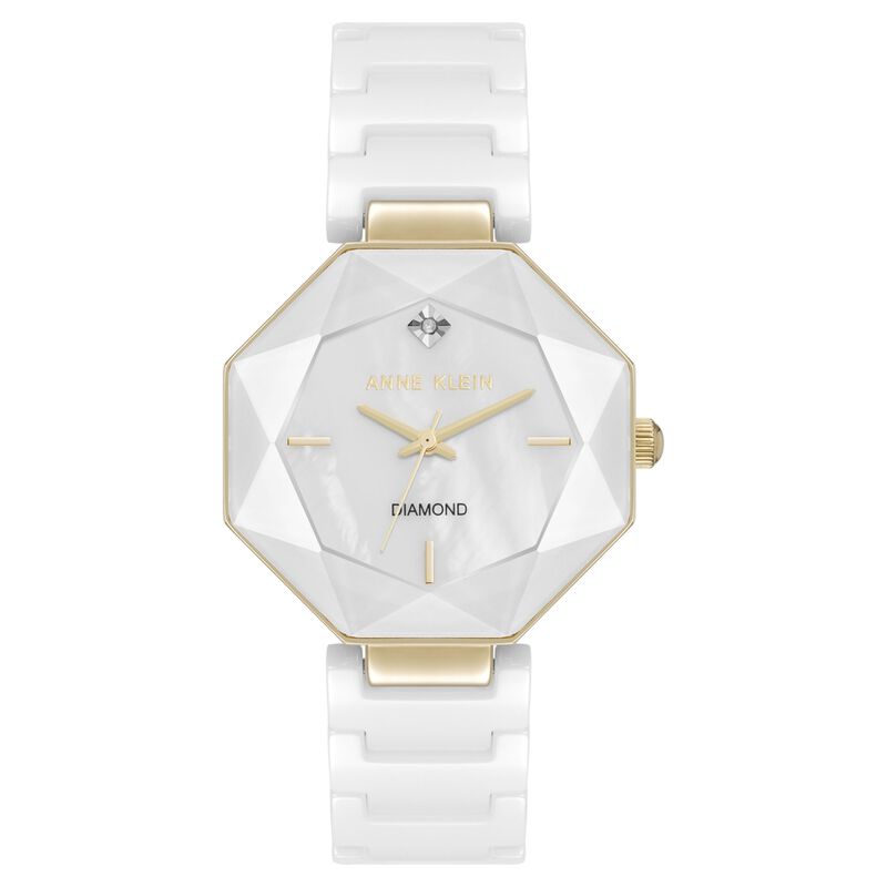 Anne Klein Quartz Analog White Dial Ceramic Strap Watch For Women