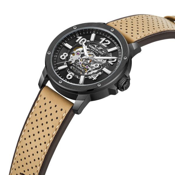 Kenneth Cole Automatic Black Dial Brown Leather Strap Watch For Men - image number 2