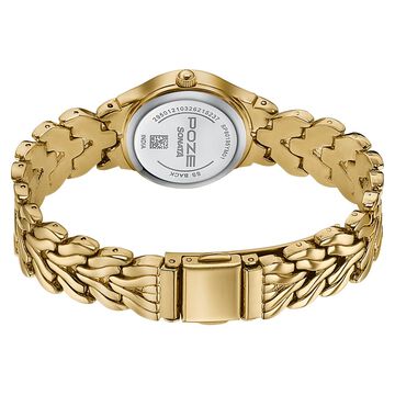 Poze Poze Quartz Analog White Dial Golden Metal Strap Watch For Women