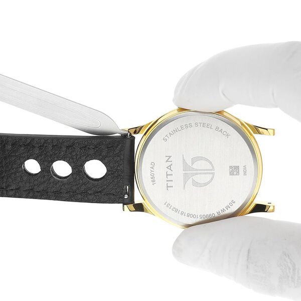 22 mm Black Genuine Leather Straps for Men - image number 6