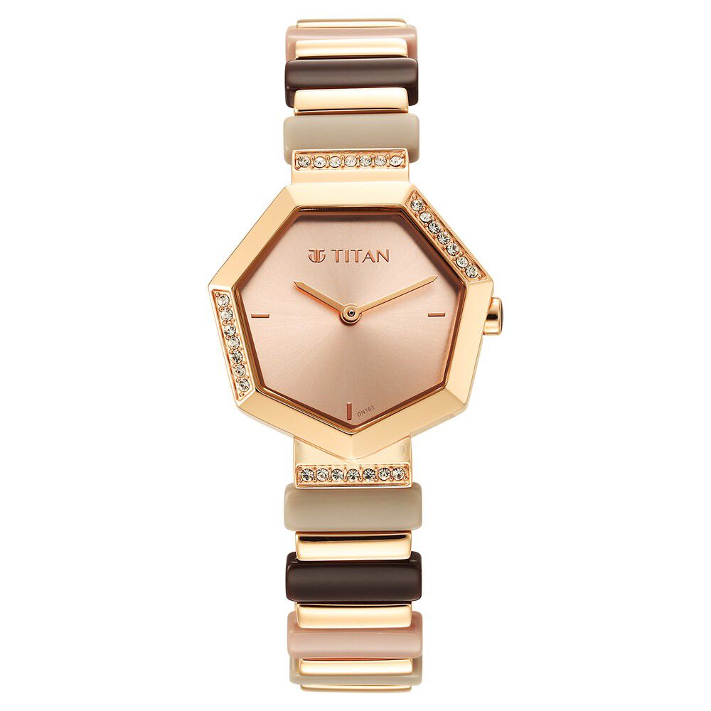 rihimaru-☆ Buy Online Titan Glitz Rose Gold Dial Analog Metal and Plastic