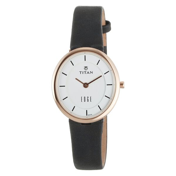 Titan Quartz Analog White Dial Leather Strap Watch for Women - image number 0