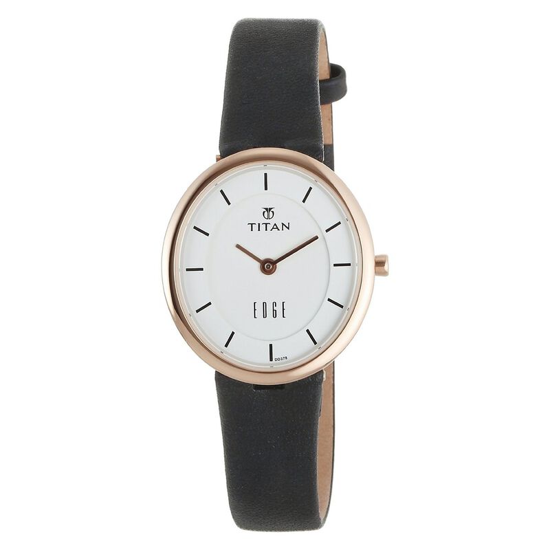 Titan Quartz Analog White Dial Leather Strap Watch for Women