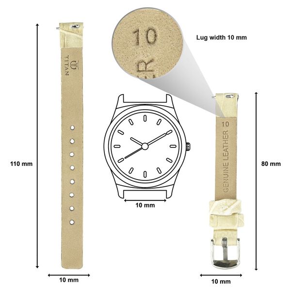10 mm Off White Genuine Leather Strap for Women - image number 1