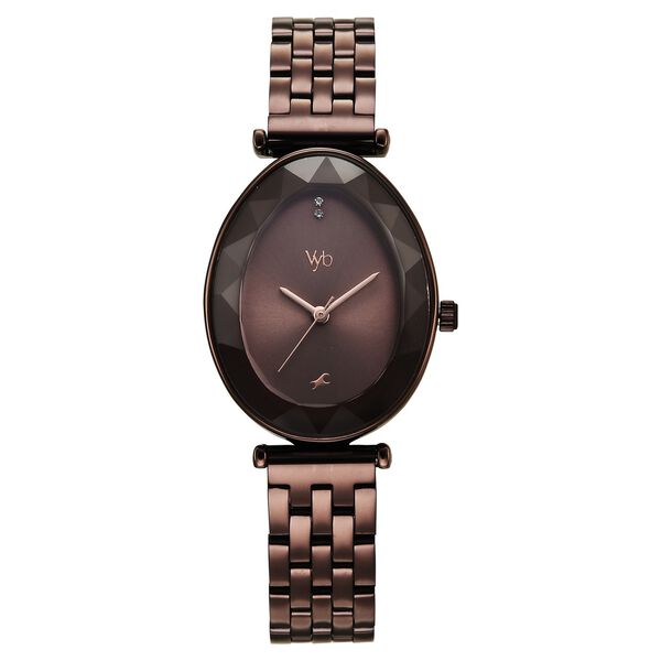 Vyb Prodigy By Fastrack Quartz Analog Brown Dial Brown Stainless Steel Strap Watch For Girls - image number 1
