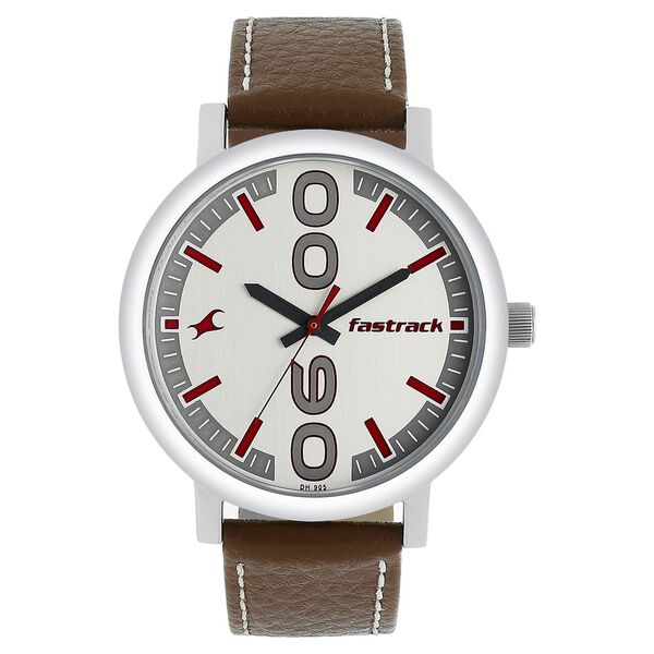 Fastrack Bold Quartz Analog White Dial Leather Strap Watch for Guys - image number 0