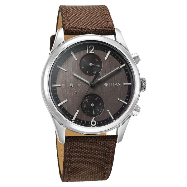 Buy Online Titan Wrist Wit Quartz Analog with Day and Date Brown