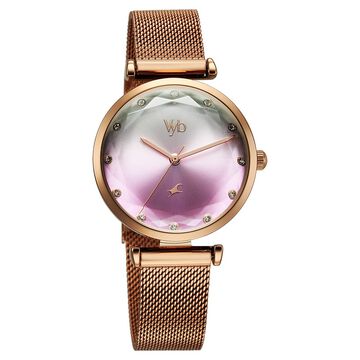Vyb Aura By Fastrack Quartz Analog Two Toned Dial Metal Strap Watch For Girls