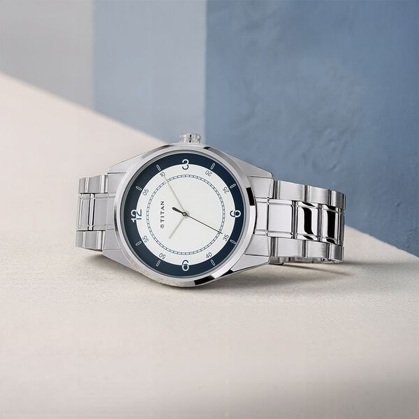 Titan Men's Timeless Charm: Men's Analog Watch with white Dial and Metal Strap - image number 0