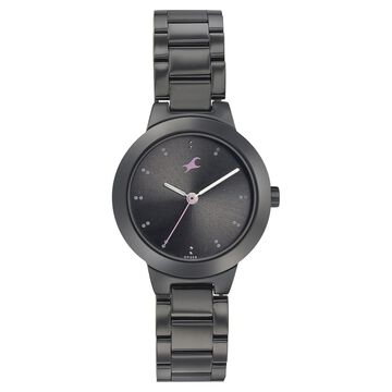 Fastrack Pulse Quartz Analog Black Dial Stainless Steel Strap Watch for Girls