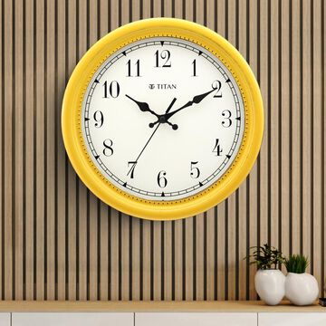Titan Contemporary Distressed Finish White Wall Clock with Silent Sweep Technology - 30 cm x 30 cm (Medium)