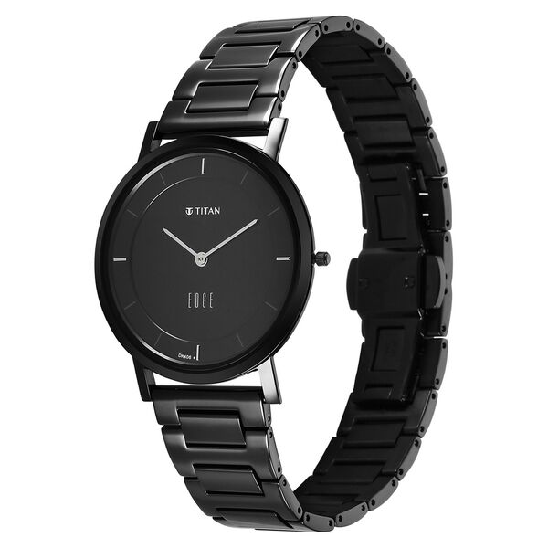 Titan Edge Quartz Analog Black Dial Black Stainless Steel Strap Watch For Men - image number 5