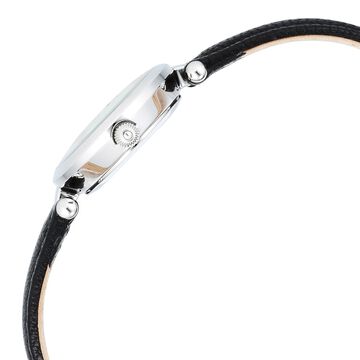 Titan Raga Silver Quartz Analog Mother Of Pearl Dial Sterling Silver Case With Black Color Leather Strap Watch For Women