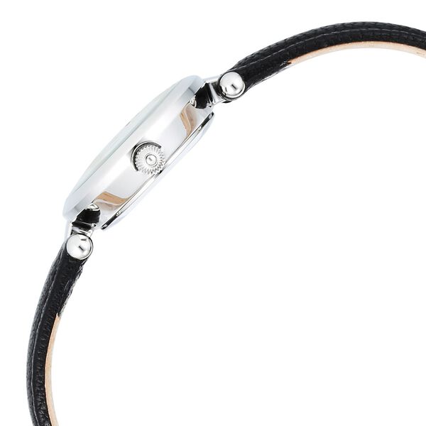 Titan Raga Silver Quartz Analog Mother Of Pearl Dial Sterling Silver Case With Black Color Leather Strap Watch For Women - image number 3