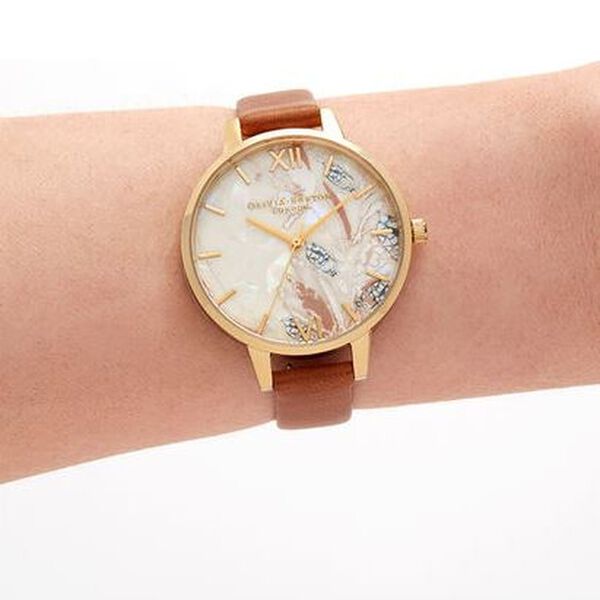Olivia Burton Quartz Analog Mother of Pearl Dial Leather Strap Watch for Women - image number 3