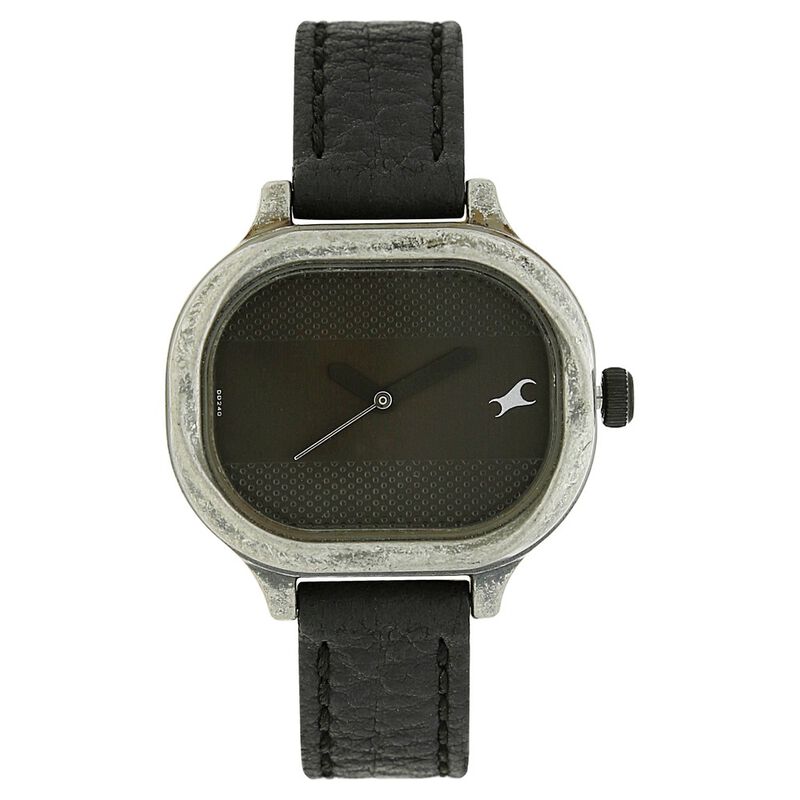 Fastrack Quartz Analog Black Dial Leather Strap Watch for Girls