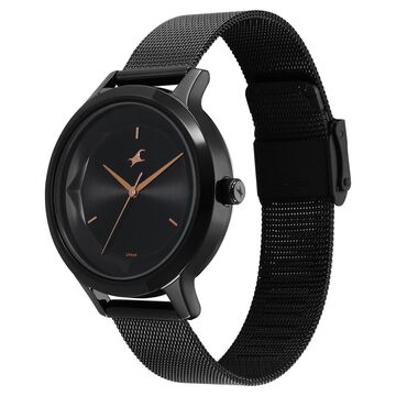Fastrack Fleek Quartz Analog Black Dial Stainless Steel Strap Watch For Girls