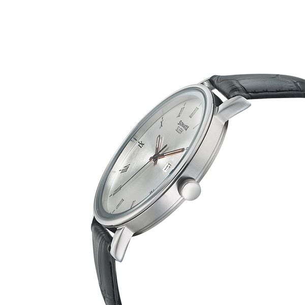 Sonata Quartz Analog Silver Dial Leather Strap Watch for Men - image number 2