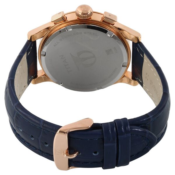 Titan Chrono Classic Blue Dial Chronograph Leather Strap watch for Men - image number 3