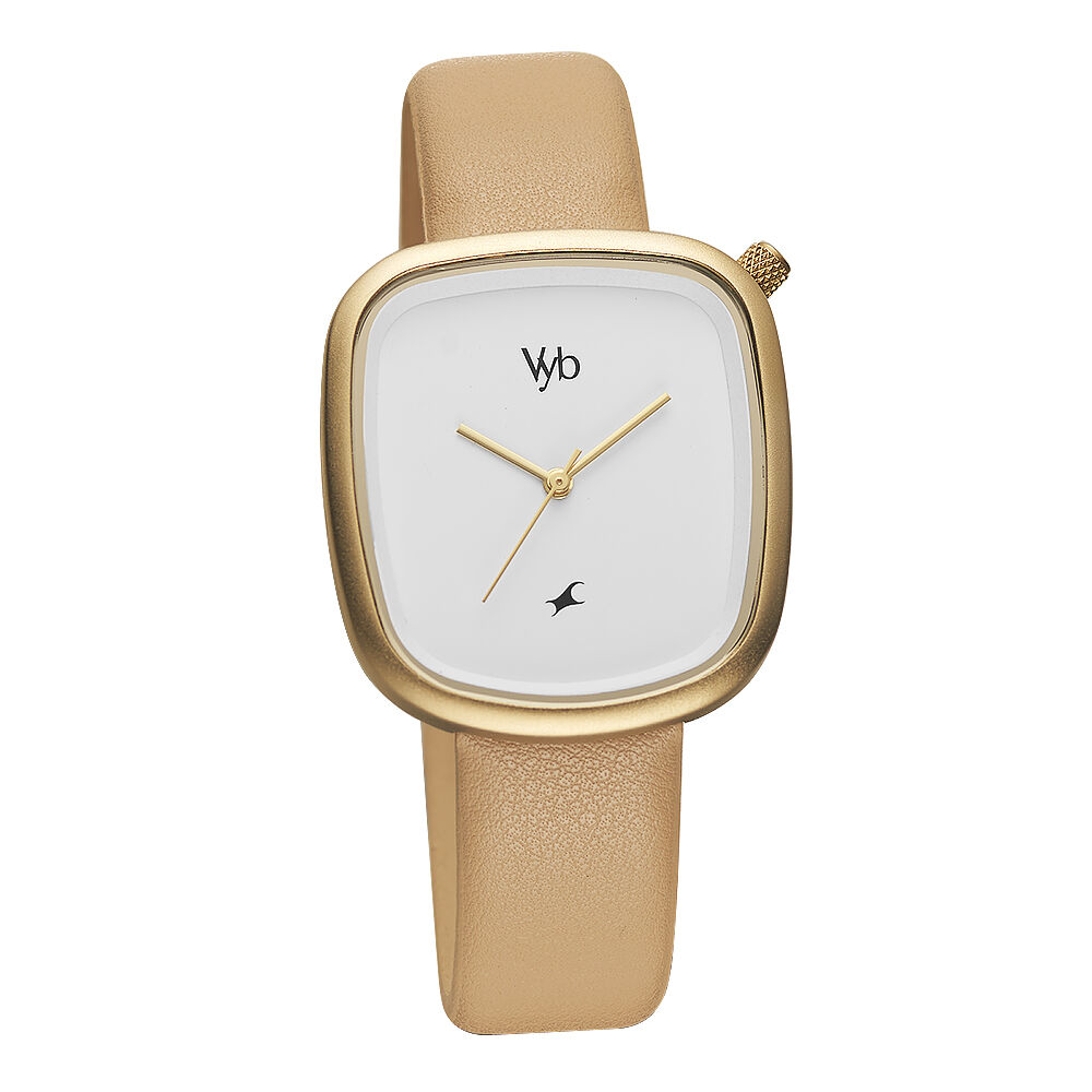 Buy Online Vyb by Fastrack Quartz Analog White Dial Leather Strap