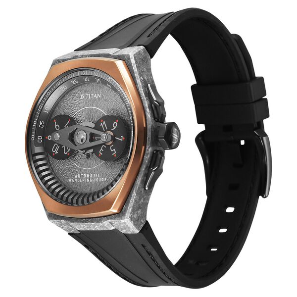 Titan Stellar Wandering Hour Automatic Analog with Crystallized Titanium Case and Gray Dial FKM Strap Watch for Men - image number 4