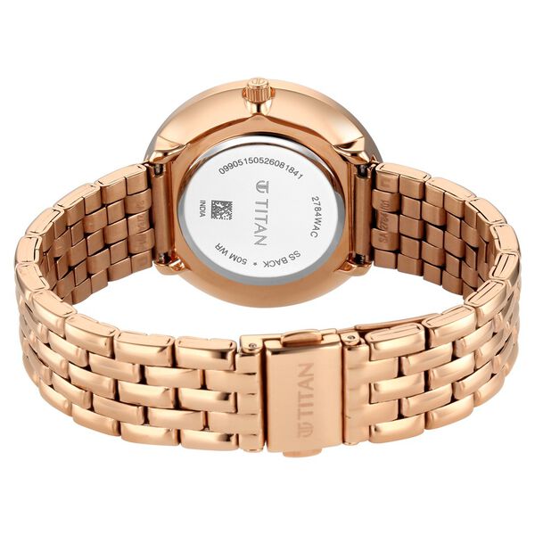 Titan Neo Quartz Analog Pink Dial Rose Gold Metal Strap Watch For Women - image number 5