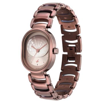 Fastrack Uptown Retreat Quartz Analog Brown Dial Metal Strap Watch for Girls