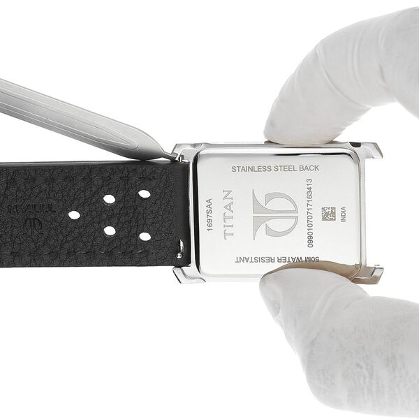 24 mm Black Genuine Leather Straps for Men - image number 6