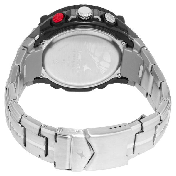 Fastrack Deux Machina Quartz Analog Digital Red Dial Stainless Steel Strap Watch for Guys - image number 4