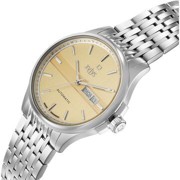 Xylys Automatic Orange Dial Silver Stainless Steel Strap Watch For Men