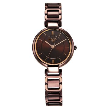 Titan Raga Delight Quartz Analog Brown Dial Brown Metal Strap Watch For Women