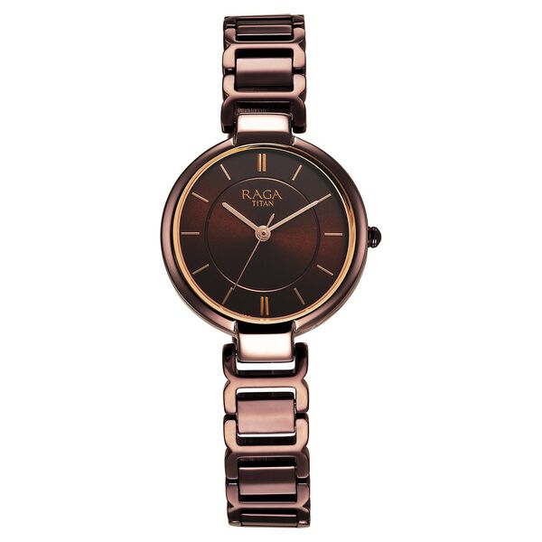 Titan Raga Delight Quartz Analog Brown Dial Brown Metal Strap Watch For Women - image number 2