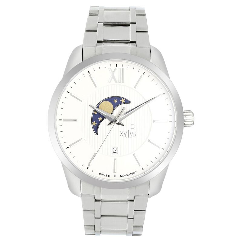 Xylys Quartz Analog Moonphase White Dial Stainless Steel Strap Watch for Men - image number 0