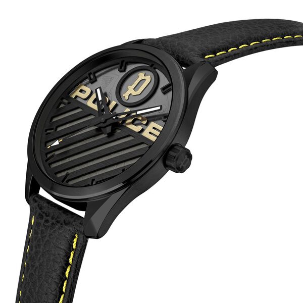 Police Quartz Multifunction Yellow Dial Leather Strap Watch for Men - image number 1