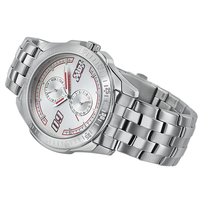 Titan Quartz Analog with Day and Date Silver Dial Stainless Steel Strap Watch for Men - image number 1